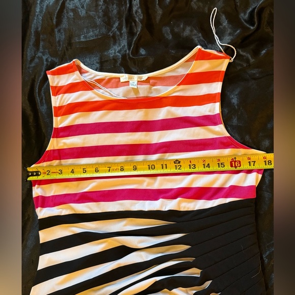 London Times Sleeveless Bright Stripe Ruched Sheath Dress - Picture 5 of 7
